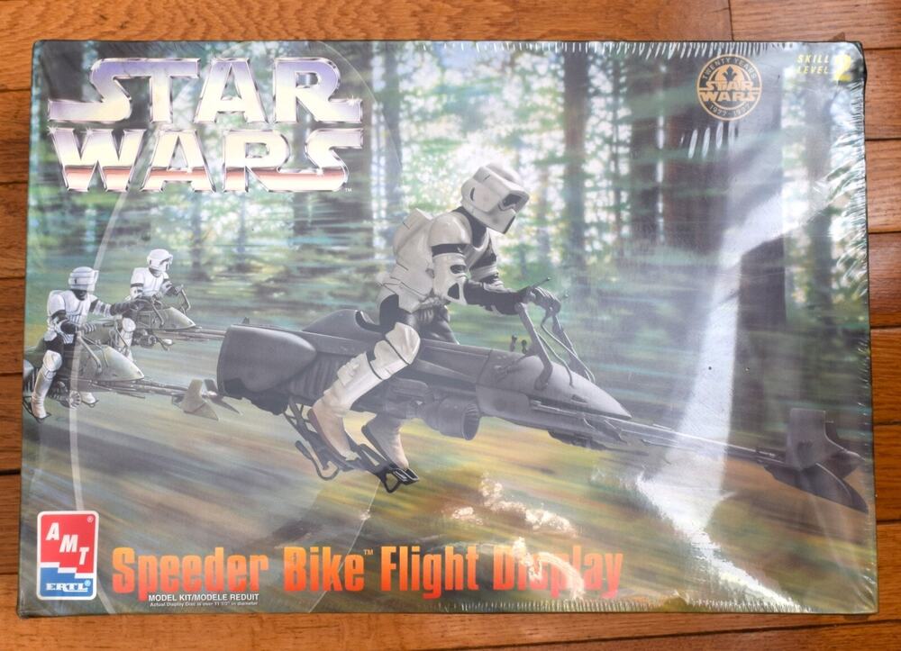 AMT Ertl 6352 Star Wars Speeder Bike Flight Display Plastic Model Kit Vtg Sealed